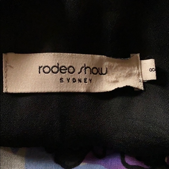 Rodeo Show silk sleeveless blouse top tank size 8 abstract floral ruffle career - Picture 3 of 4